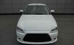 9 399 р. Передний бампер Lancer Style Лада Приора 2172 хэтчбек дорестайлинг (2008-2014) (Неокрашенный)  с доставкой в г. Майкоп. Увеличить фотографию 2