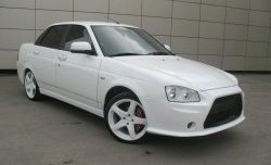 9 399 р. Передний бампер Lancer Style Лада Приора 2172 хэтчбек дорестайлинг (2008-2014) (Неокрашенный)  с доставкой в г. Майкоп. Увеличить фотографию 4