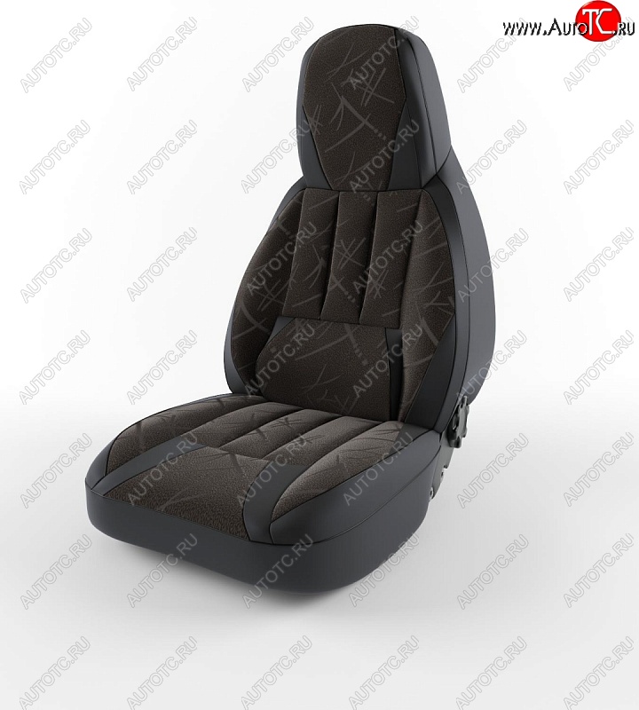 4 749 р. Чехлы для сидений Lord Autofashion Форсаж (экокожа)  Лада Приора  2170 (2007-2014) седан дорестайлинг (Черный, вставка Велюр Сарния)  с доставкой в г. Майкоп