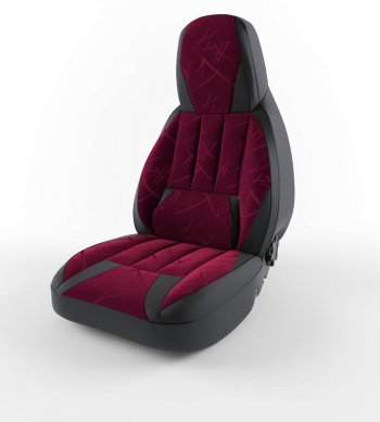 Чехлы для сидений Lord Autofashion Форсаж (экокожа) Лада Приора  2170 (2007-2014) седан дорестайлинг (Черный, вставка флок Красный флеш)