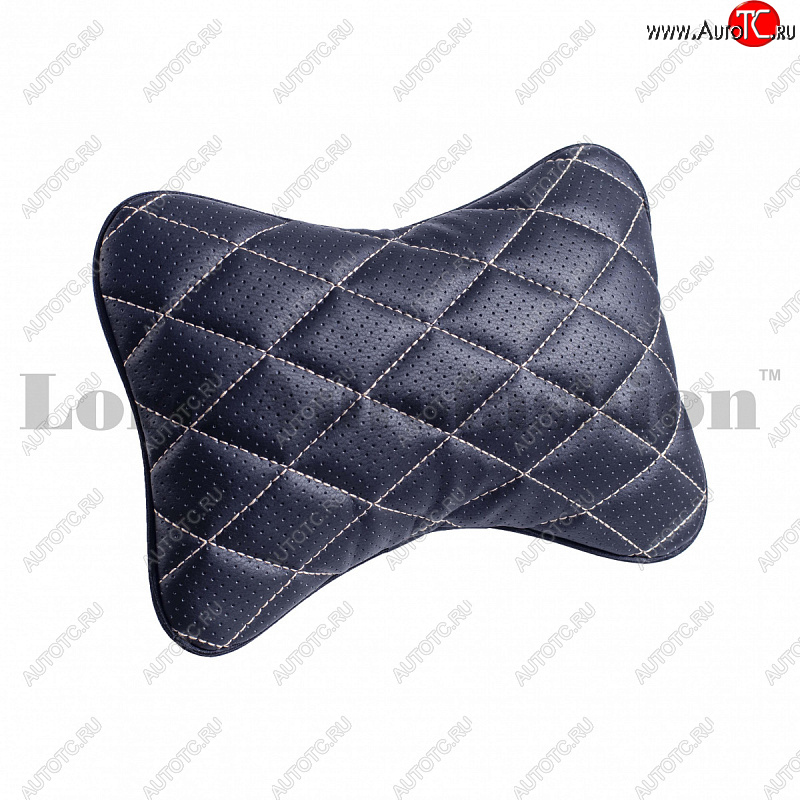 349 р. Подушка-косточка Lord Autofashion Ромб (экокожа, 1 шт.) Mazda CX-3 DK дорестайлинг (2014-2018) (Черный, строчка бежевая)  с доставкой в г. Майкоп