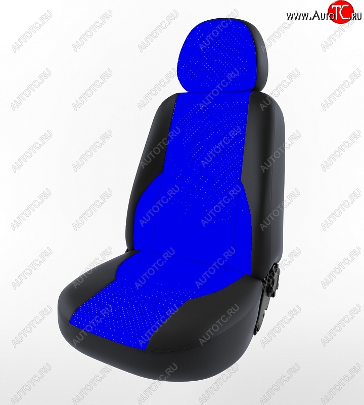 4 999 р. Чехлы для сидений (Люкс) Lord Autofashion Вегас (экокожа, раздельная спинка) Лада Гранта 2190 седан дорестайлинг (2011-2017) (Черный, вставка синяя)  с доставкой в г. Майкоп