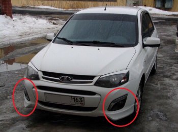 Накладка на передний бампер SVS (клыки) Лада Калина ( 2192,  2194) (2013-2018) хэтчбек, универсал
