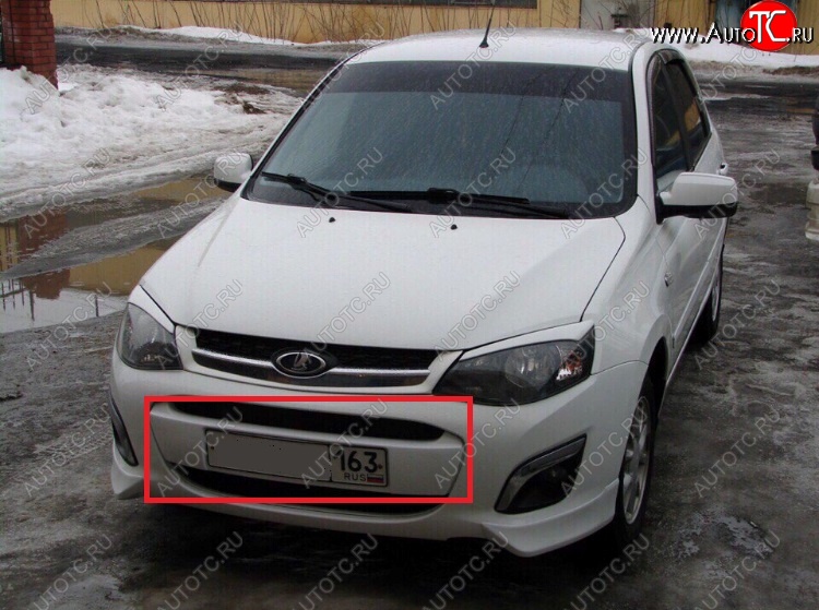 949 р. Накладка на передний бампер SVS (под гос номер)  Лада Калина ( 2192,  2194) (2013-2018) хэтчбек, универсал (Неокрашенная)  с доставкой в г. Майкоп