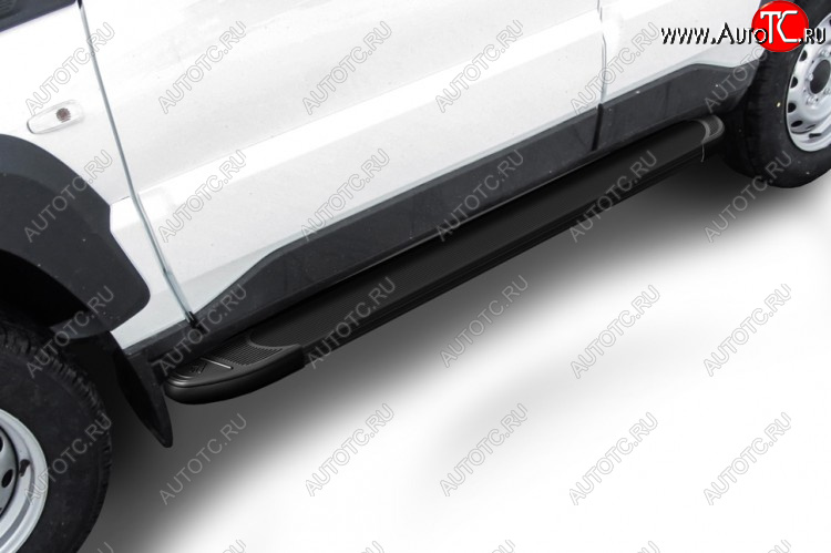 13 099 р. Пороги алюминиевые Slitkoff  Лада Нива Трэвел (2021-2025) (212300-80) (Optima Black )  с доставкой в г. Майкоп