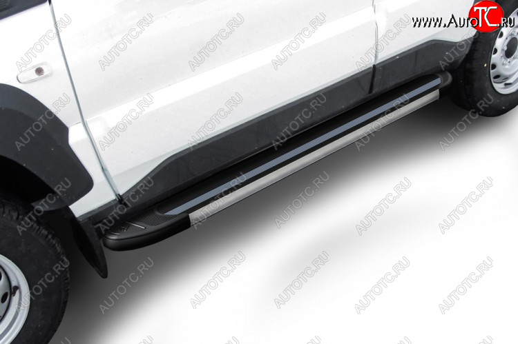 10 999 р. Пороги алюминиевые Slitkoff  Лада Нива Трэвел (2021-2025) (212300-80) (Luxe Black)  с доставкой в г. Майкоп