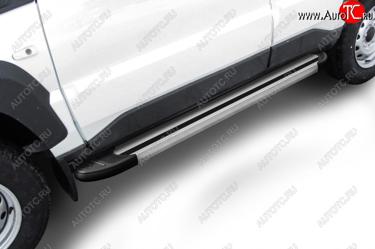 10 399 р. Пороги алюминиевые Slitkoff  Лада Нива Трэвел (2021-2025) (212300-80) (Luxe Silver)  с доставкой в г. Майкоп