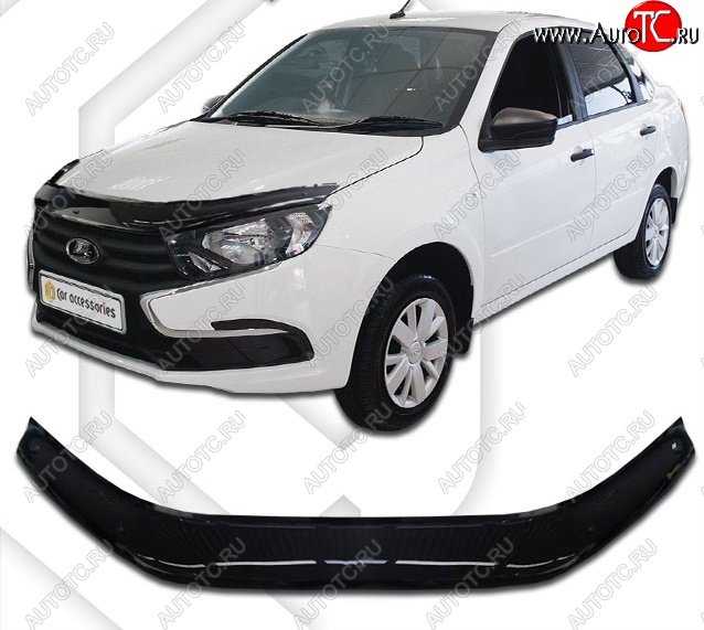 1 999 р. Дефлектор капота CA-Plastiс Лада Гранта FL 2190 седан (2018-2025) (Classic черный, Без надписи)  с доставкой в г. Майкоп