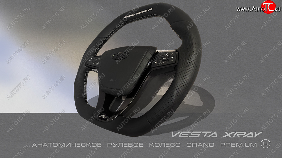 14 199 р. Анатомическое рулевое колесо Grand Premium Лада Веста 2180 седан дорестайлинг (2015-2023) (Без подогрева, На базе руля клиента)  с доставкой в г. Майкоп