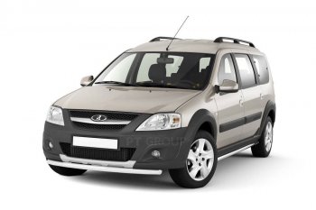 Защита порогов из трубы Ø51 Cross Petroil Tuning Лада Ларгус рестайлинг R90 (2021-2025) (Нержавейка)