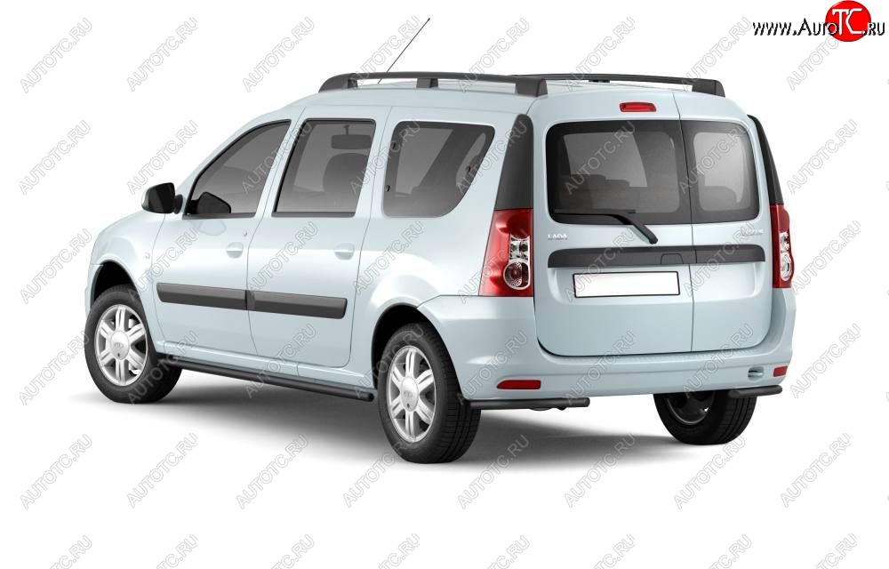 6 289 р. Защита порогов из трубы Ø51 Petroil Tuning Лада Ларгус дорестайлинг R90 (2012-2021) (Сталь с полимерным покрытием в цвет: черный ❞Шагрень❝)  с доставкой в г. Майкоп