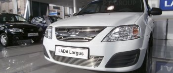 Накладка на решетку радиатора Petroil Tuning Лада Ларгус дорестайлинг R90 (2012-2021) (Нержавеющая полированная сталь)