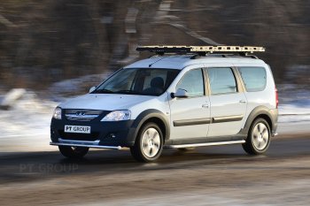 10 599 р. Защита переднего бампера одинарная из трубы d51 мм Cross Petroil Tuning Лада Ларгус дорестайлинг R90 (2012-2021) (Нержавеющая полированная сталь)  с доставкой в г. Майкоп. Увеличить фотографию 2