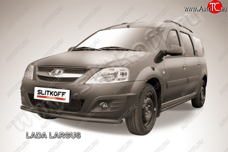 3 999 р. Защита переднего бампер Slitkoff Лада Ларгус дорестайлинг R90 (2012-2021) (Цвет: серебристый)  с доставкой в г. Майкоп