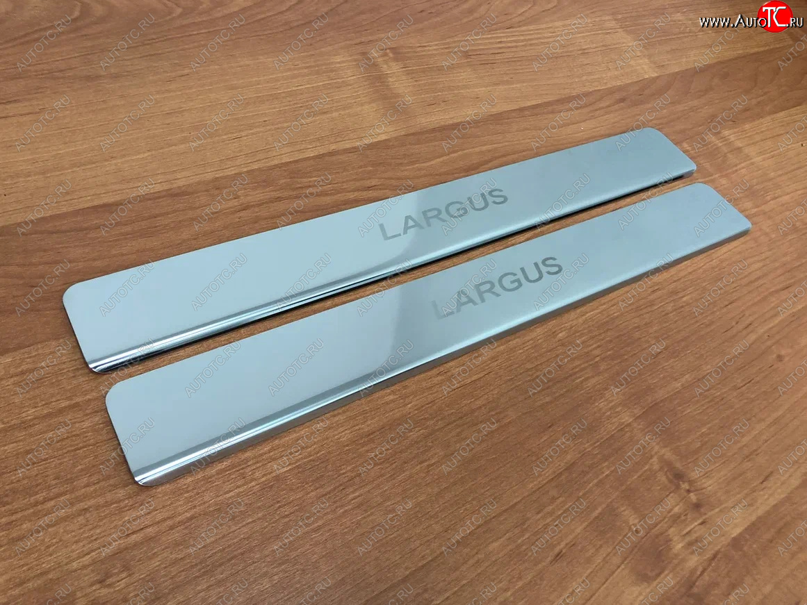 1 439 р. Накладки порожков салона INOX (2 шт) Лада Ларгус дорестайлинг R90 (2012-2021) (Нержавеющая сталь)  с доставкой в г. Майкоп