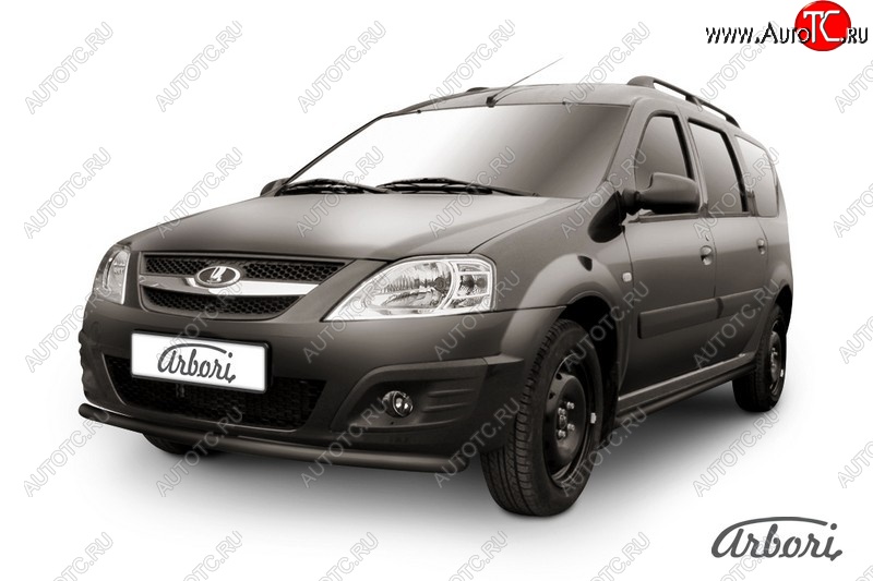 2 299 р. Защита переднего бампера Arbori (черная, 1 труба d42 mm). Лада Ларгус дорестайлинг R90 (2012-2021)  с доставкой в г. Майкоп