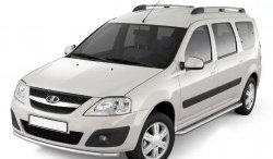 Порожки для ног из трубы Ø51 с алюминиевой площадкой Petroil Tuning Лада Ларгус рестайлинг R90 (2021-2025) (Нержавеющая полированная сталь)
