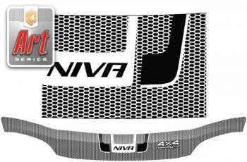 2 399 р. Дефлектор капота CA-Plastiс  Chevrolet Niva  2123 (2009-2020), Лада 2123 (Нива Шевроле) (2009-2021) (Серия Art черная)  с доставкой в г. Майкоп. Увеличить фотографию 2