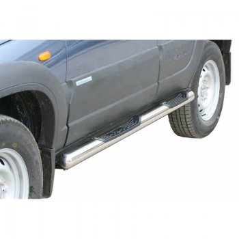 Защита порогов ТехноСфера (Техно Сфера) (нержавейка, с проступью, d76 mm) Chevrolet Niva  2123 (2009-2020), Лада 2123 (Нива Шевроле) (2009-2021)
