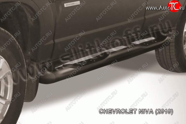 12 399 р. Защита порогов Slitkoff  Chevrolet Niva  2123 (2009-2020), Лада 2123 (Нива Шевроле) (2009-2021) (Цвет: серебристый)  с доставкой в г. Майкоп