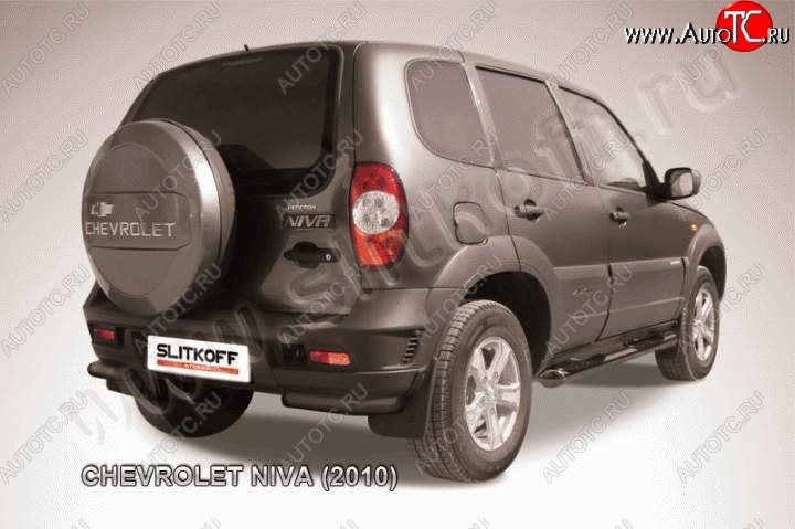 4 199 р. Защита заднего бампера из боковых уголков Slitkoff (d57, черная)  Chevrolet Niva  2123 (2009-2020), Лада 2123 (Нива Шевроле) (2009-2021) (Цвет: серебристый)  с доставкой в г. Майкоп