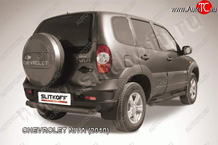 6 399 р. Защита задняя Slitkoff Slitkoff (d76, черная)  Chevrolet Niva  2123 (2009-2020), Лада 2123 (Нива Шевроле) (2009-2021) (Цвет: серебристый)  с доставкой в г. Майкоп