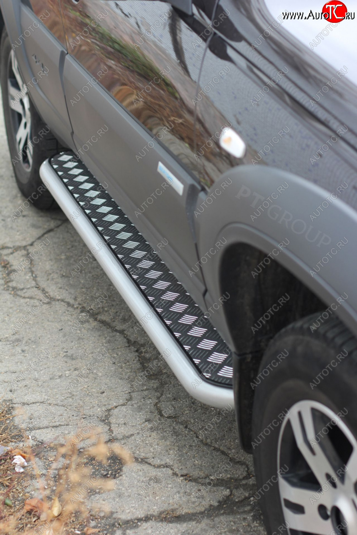 11 519 р. Порожки для ног Petroil Tuning (Ø51 мм) Chevrolet Niva 2123 рестайлинг (2009-2020) (Сталь с полимерным покрытием в цвет: серебристый ❞Искра❝)  с доставкой в г. Майкоп
