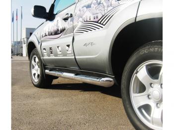 24 549 р. Защита порогов (круглая труба с накладками, диаметр 76 мм) SLITKOFF  Chevrolet Niva  2123 (2009-2020), Лада 2123 (Нива Шевроле) (2009-2020) (Скос на торцах 45°)  с доставкой в г. Майкоп. Увеличить фотографию 4