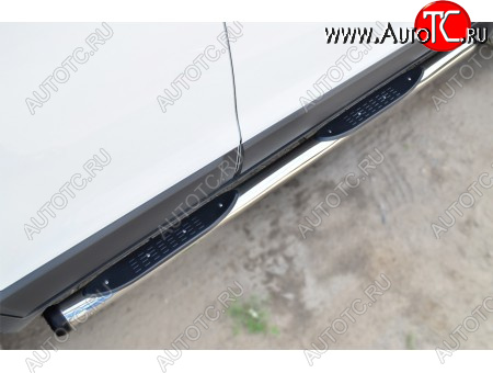 22 549 р. Защита порогов (круглая труба с накладками, диаметр 76 мм) SLITKOFF Chevrolet Niva 2123 рестайлинг (2009-2020) (Пластиковые заглушки)  с доставкой в г. Майкоп
