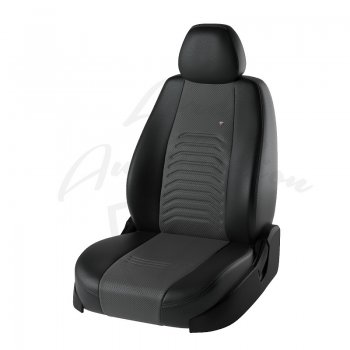 Чехлы для сидений LS Lord Autofashion Денвер (экокожа, с 2016) Chevrolet Niva  2123 (2009-2020), Лада 2123 (Нива Шевроле) (2009-2021) (Чёрный, вставка серая)
