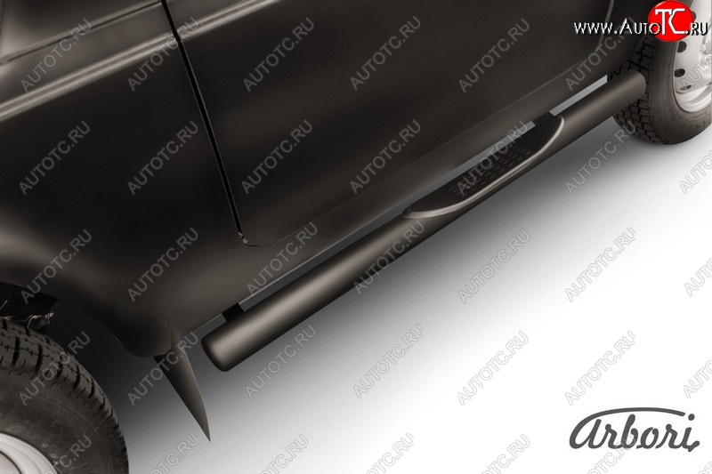 4 999 р. Защита штатных порогов Arbori (с проступью, черная, d76 mm). Лада Нива 4х4 2121 3 дв. дорестайлинг (1977-2019)  с доставкой в г. Майкоп