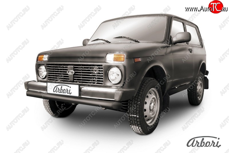 4 699 р. Защита переднего бампера (черная, 1 труба d76 mm) Arbori Лада нива 4х4 2131 5 дв. 1-ый рестайлинг (2019-2021)  с доставкой в г. Майкоп