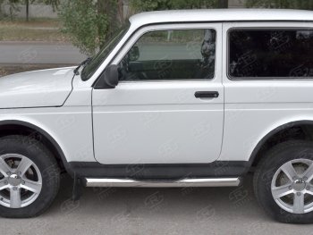 24 549 р. Защита порогов (Ø76 с проступью, нержавейка) SLITKOFF  Лада нива 4х4 ( 2131,  2121) (2014-2021) Урбан 3 дв. дорестайлинг, Урбан (вариант 1)  с доставкой в г. Майкоп. Увеличить фотографию 3