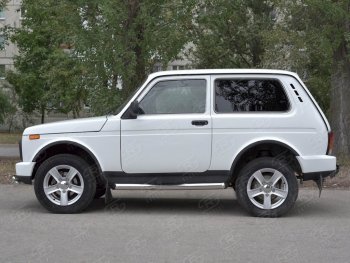 24 549 р. Защита порогов (Ø76 с проступью, нержавейка) SLITKOFF  Лада нива 4х4 ( 2131,  2121) (2014-2021) Урбан 3 дв. дорестайлинг, Урбан (вариант 1)  с доставкой в г. Майкоп. Увеличить фотографию 4