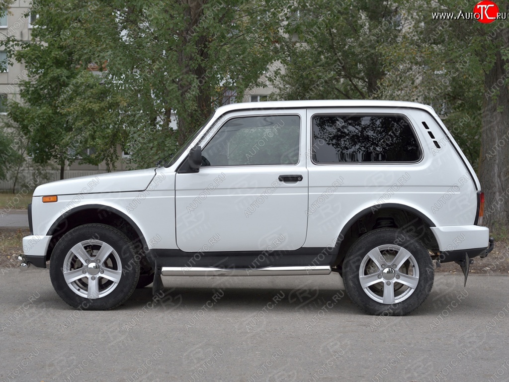 24 549 р. Защита порогов (Ø76 с проступью, нержавейка) SLITKOFF  Лада нива 4х4 ( 2131,  2121) (2014-2021) Урбан 3 дв. дорестайлинг, Урбан (вариант 3)  с доставкой в г. Майкоп