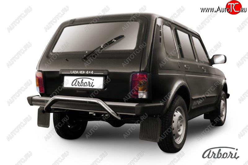 8 999 р. Защита заднего бампера Arbori (скоба, нержавейка, 1 труба d57 mm). Лада нива 4х4 2131 5 дв. дорестайлинг (1993-2019)  с доставкой в г. Майкоп