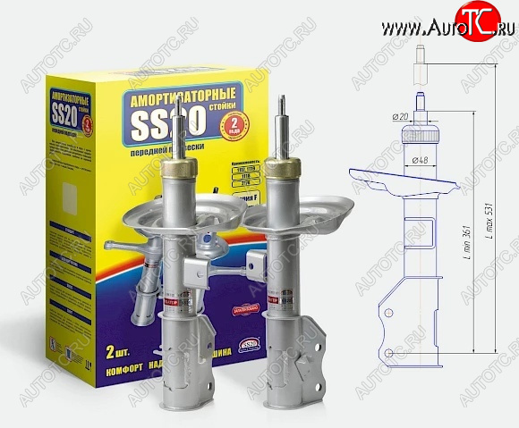 11 499 р. Амортизаторы передние SS20 Лада Веста 2180 седан дорестайлинг (2015-2023) (Шоссе - жесткая подвеска для езды на большой скорости)  с доставкой в г. Майкоп