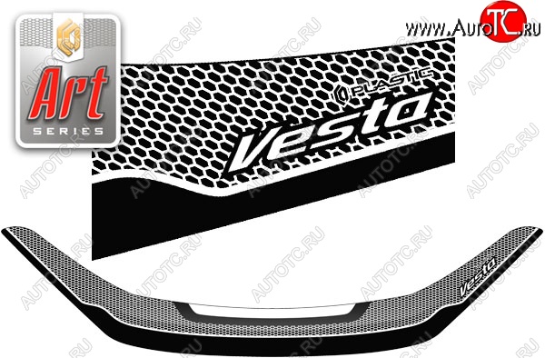 2 299 р. Дефлектор капота CA-Plastiс  Лада Веста ( 2180,  SW 2181,  Спорт 2180) - Веста Кросс ( SW 2181,  2180) (Серия Art черная)  с доставкой в г. Майкоп