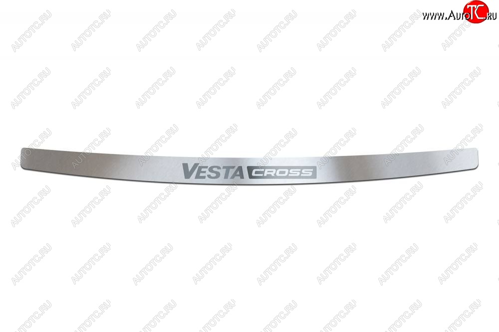 2 399 р. Накладка защитная на задний бампер Cross Petroil Tuning (нержавейка) Лада Веста SW 2181 универсал дорестайлинг (2017-2022) (Нержавейка)  с доставкой в г. Майкоп