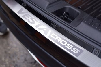 2 399 р. Накладка защитная на задний бампер Cross Petroil Tuning (нержавейка) Лада Веста SW 2181 универсал дорестайлинг (2017-2022) (Нержавейка)  с доставкой в г. Майкоп. Увеличить фотографию 4