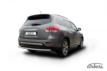 12 869 р. Защита заднего бампера Arbori (нержавейка, 1 труба d57 mm). Nissan Pathfinder R52 дорестайлинг (2012-2017)  с доставкой в г. Майкоп. Увеличить фотографию 2