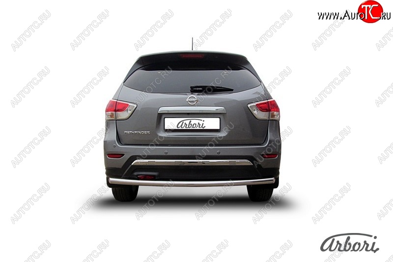 12 869 р. Защита заднего бампера Arbori (нержавейка, 1 труба d57 mm). Nissan Pathfinder R52 дорестайлинг (2012-2017)  с доставкой в г. Майкоп