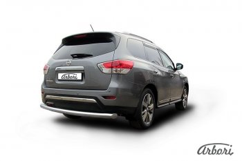 14 363 р. Защита заднего бампера Arbori (нержавейка, 1 труба d76 mm). Nissan Pathfinder R52 дорестайлинг (2012-2017)  с доставкой в г. Майкоп. Увеличить фотографию 2