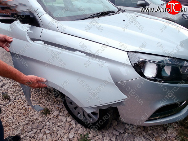 5 499 р. Переднее правое пластиковое крыло АвторитетПласт Лада Веста 2180 седан дорестайлинг (2015-2023) (Неокрашенное)  с доставкой в г. Майкоп