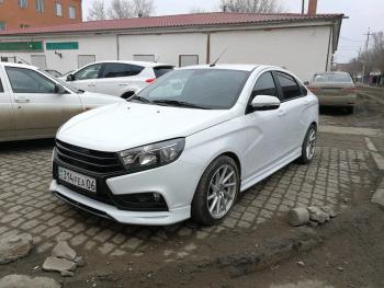 3 399 р. Пороги накладки VTS Лада Веста SW 2181 универсал дорестайлинг (2017-2022) (Неокрашенные)  с доставкой в г. Майкоп. Увеличить фотографию 2