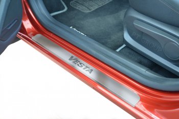 2 399 р. Пороги накладки в проем дверей Petroil Tuning Лада Веста 2180 седан дорестайлинг (2015-2023) (Нержавейка)  с доставкой в г. Майкоп. Увеличить фотографию 3