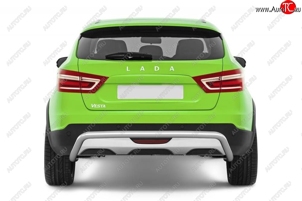 15 149 р. Защита заднего бампера PT GROUP Ø51мм (НПС) LADA Vesta SW Cross 2017- Лада Веста SW 2181 универсал дорестайлинг (2017-2022) (Нержавеющая полированная сталь)  с доставкой в г. Майкоп