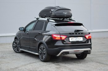 15 149 р. Защита заднего бампера PT GROUP Ø51мм (НПС) LADA Vesta SW Cross 2017- Лада Веста SW 2181 универсал дорестайлинг (2017-2022) (Нержавеющая полированная сталь)  с доставкой в г. Майкоп. Увеличить фотографию 3