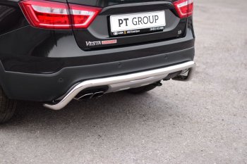 15 149 р. Защита заднего бампера PT GROUP Ø51мм (НПС) LADA Vesta SW Cross 2017- Лада Веста SW 2181 универсал дорестайлинг (2017-2022) (Нержавеющая полированная сталь)  с доставкой в г. Майкоп. Увеличить фотографию 4