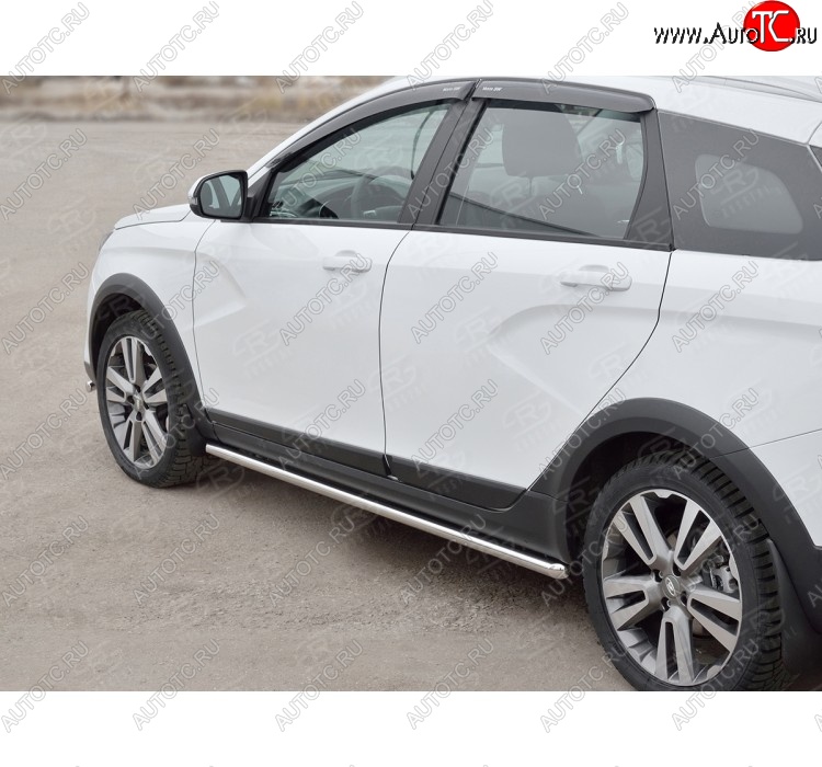 16 549 р. Защита порогов из круглой трубы диаметром 42 мм SLITKOFF v1 Лада Веста SW 2181 универсал дорестайлинг (2017-2022)  с доставкой в г. Майкоп